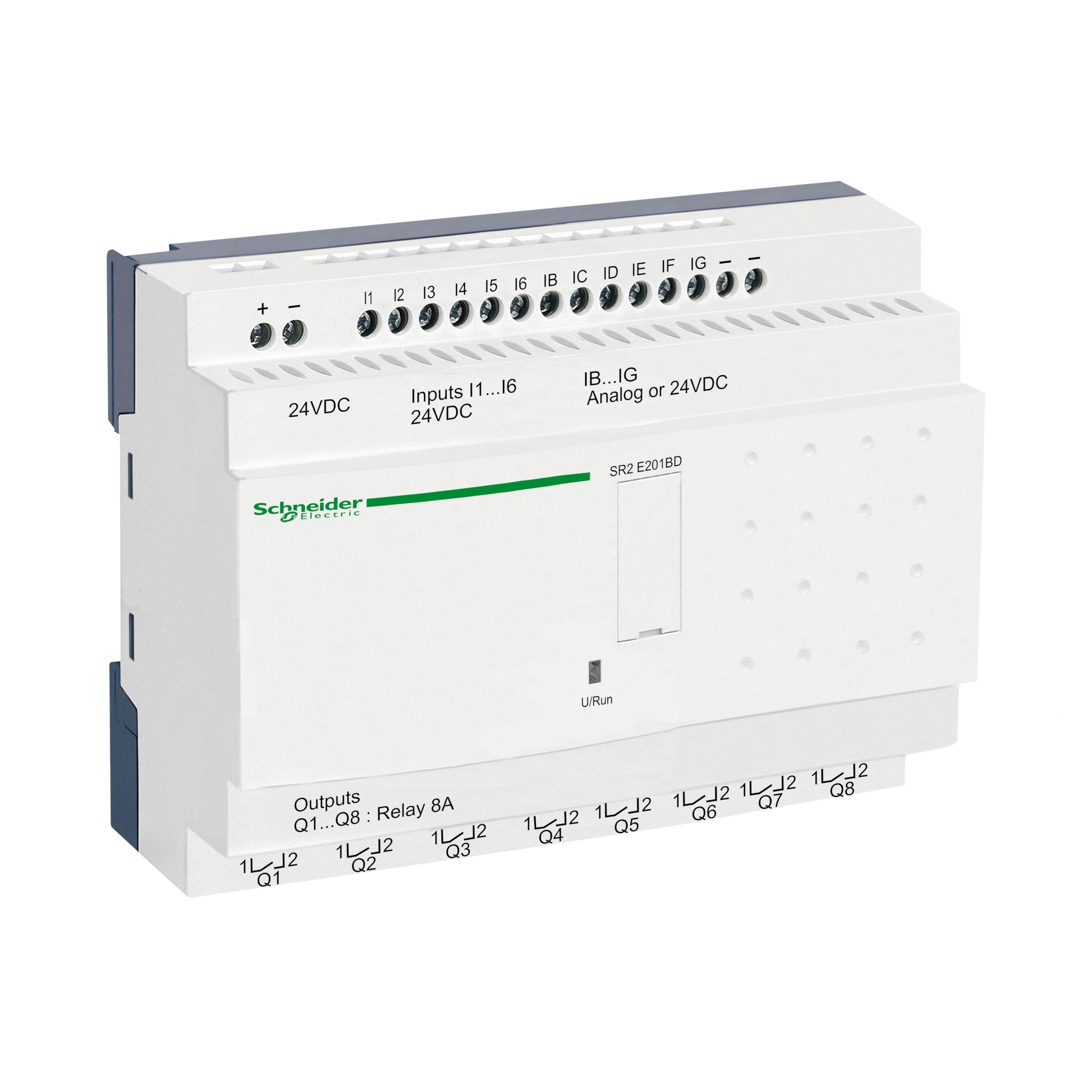 Schneider Electric compact smart relay, Zelio Logic SR2 SR3, 20 IO, 24V DC, clock, no display