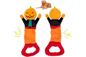 Wunive Halloween Dog Toys,Dog Toys Halloween Pumpkin,Plush Dog Squeaky Toys with Crinkle Paper for Small Medium Dogs,Interactive Dog Plush Squeaky Chew Toys Halloween Dog Toys（Halloween Pumpkin）