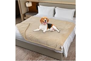 Maidewow Waterproof Dog Blanket Reversible Pet Bed Cover Puppy Fluffy Cream Blankets Leakproof Sofa Couch Cover Cat Pet Blanket for Warm Washable-XXL