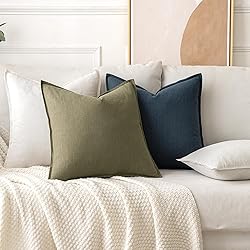MIULEE Decorative Linen Pillow Covers 20x20 Inch