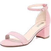IDIFU Women's Cookie-LO Low Block Heels Chunky Sandals Ankle Strap Wedding Dress Pump Shoes