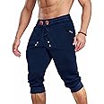 MAGCOMSEN Men's 3/4 Jogger Capri Pants with Zipper Pockets Knee Length Running Training Workout Shorts