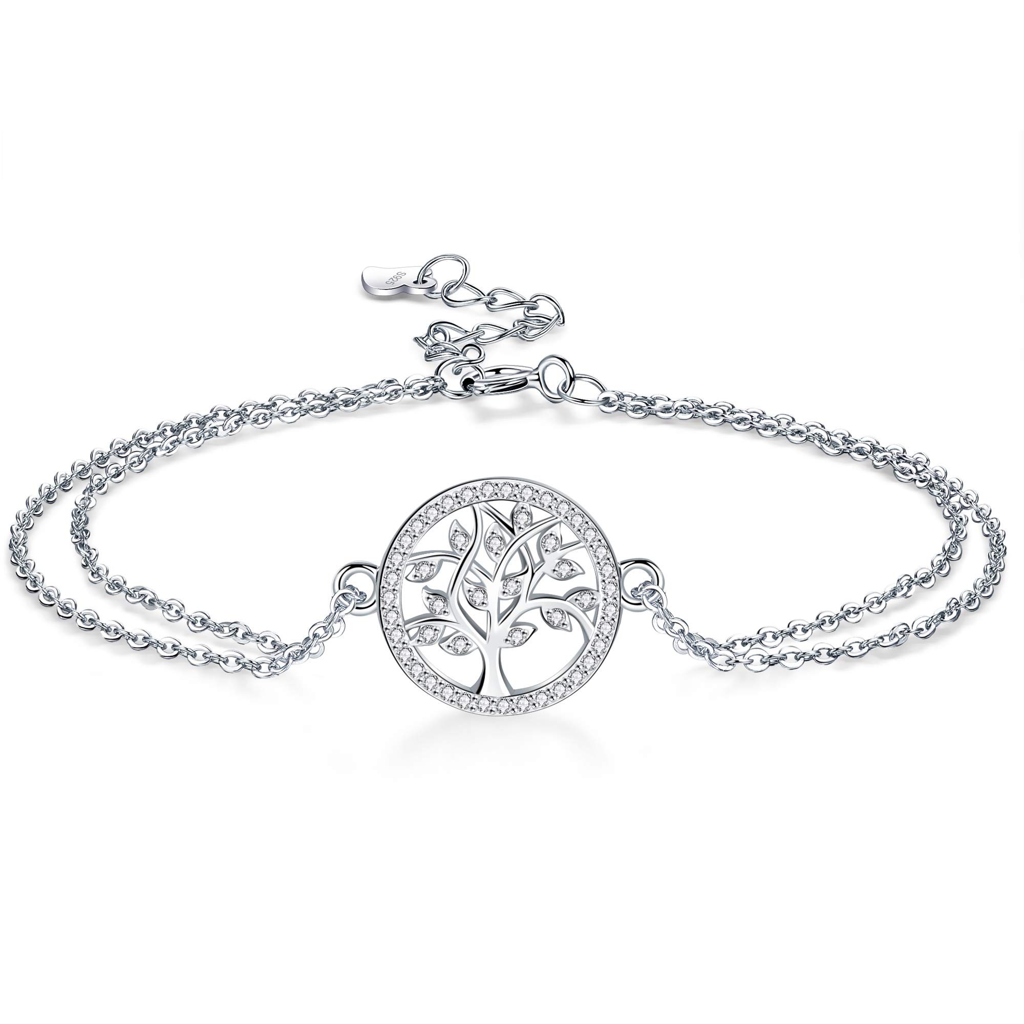 MICORY Tree of Life Bracelet for Women 925 Sterling Sliver with Cubic Zircon,Anniversary Charm Bracelets for Wife,Mum Birthday gifts for Her