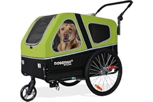 DOGGYHUT® S-Line XL Pet Bike Trailer & Stroller for Dogs Up to 100 lbs,Folding Frame Cart, Suspension Wheels,Low Center of Gr