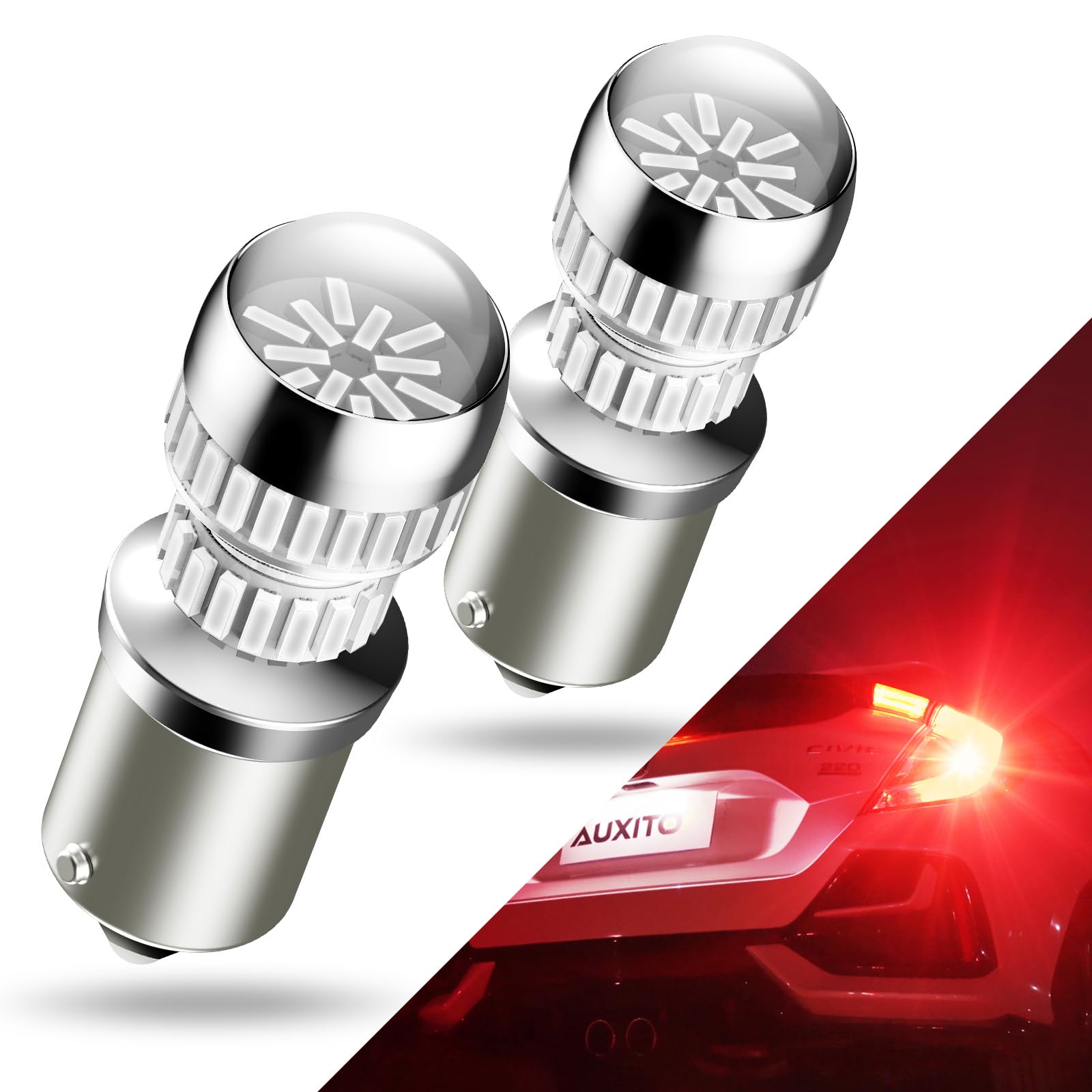 Photo 1 of AUXITO 1156 LED Bulb Red 400% Super Bright 7506 BA15S P21W LED Replacement with Projector for Taill Brake Backup Reverse DRL Signal Parking Lights, Pack of 2