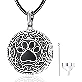 Dreamboat Pet Urn Necklace for Dog Cat Ashes 925 Sterling Silver Paw Print Cremation Keepsake Pendant Celtic Knot Memorial Jewelry Gifts for Women Men