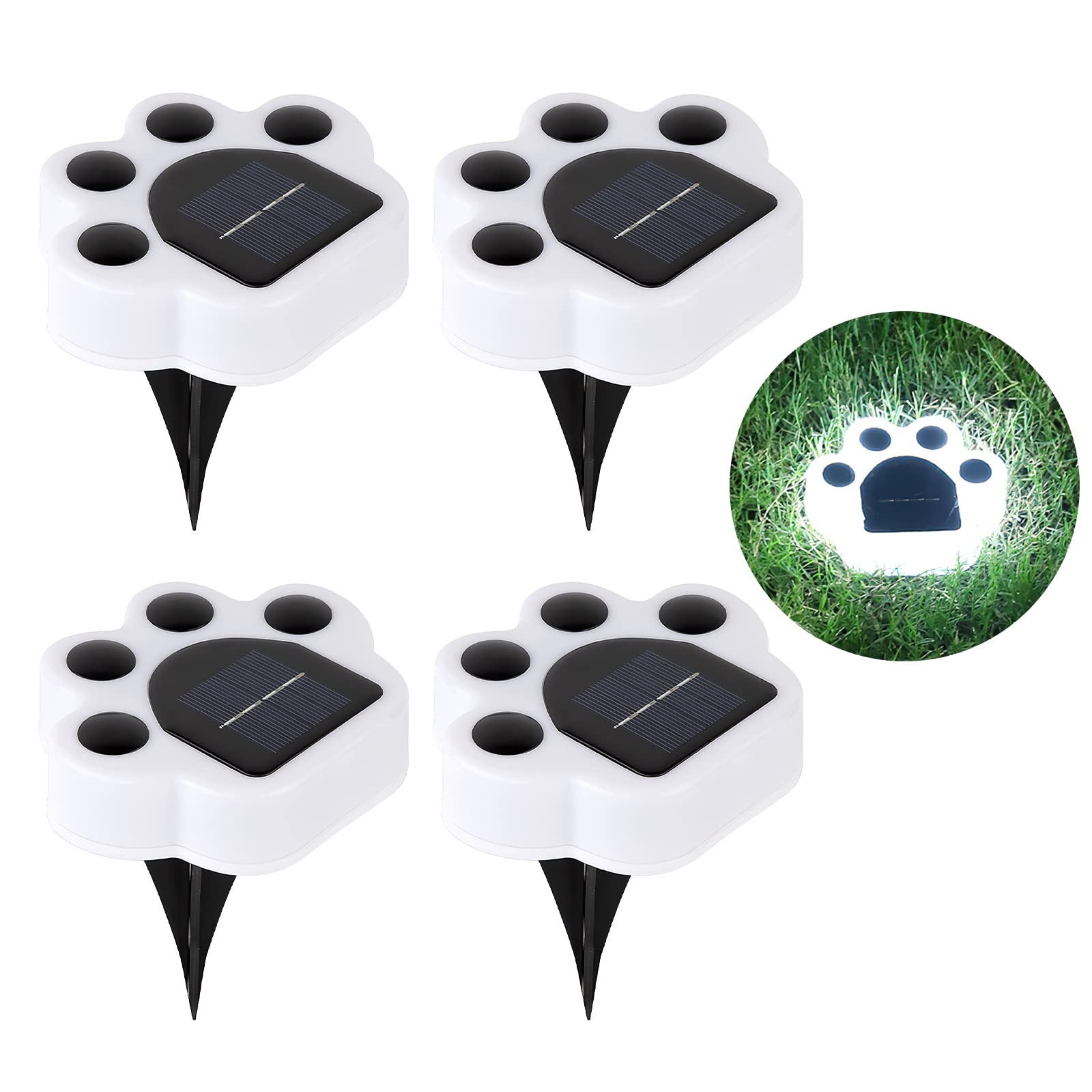 jindaaudio 4Pcs Solar Pathway Lighting Outdoor,Paw Solar Garden Lights, Led Waterproof Animal Path Lights for Patio Garden Driveway Villas Back Yard Stair(Cold Light)