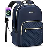 LOVEVOOK Laptop Backpack for Women 15.6 inch,Cute Womens Travel Backpack Purse,Professional Laptop Computer Bag,Waterproof Work Business College Teacher Bags Carry on Backpack with USB Port,Navy Blue