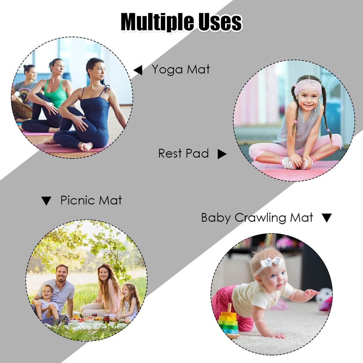Goplus Large Yoga Mat, 7' x 5' x 8mm and 6' x 4' x 8mm with Straps, Eco Friendly Extra Thick Non Slip Barefoot Fitness Exercise Mat for Home Gym Floor Cardio Workout : Sports & Outdoors
