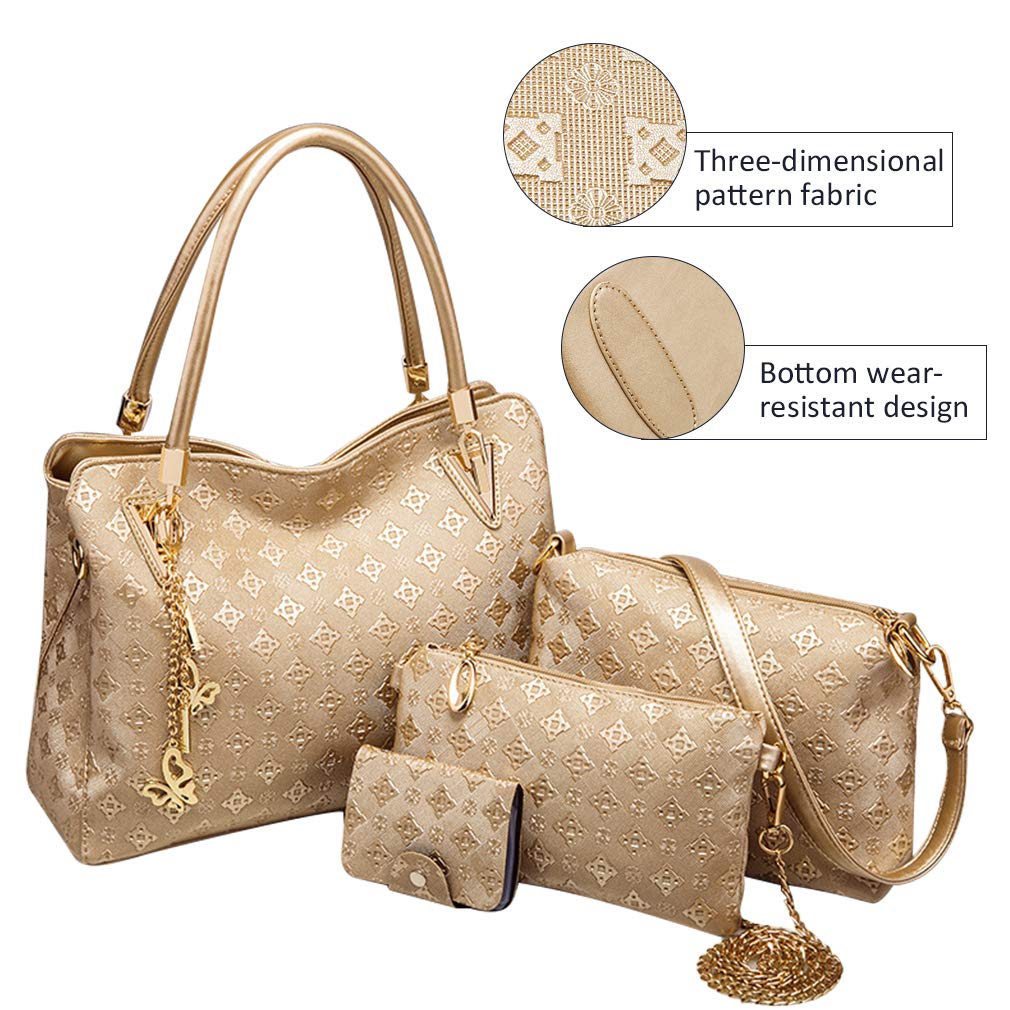 Pahajim Women's Handbag Set, Fashion Women's Bag Set, Medium Shoulder Bag, Women's Handbag, Purse Bag Set, 4 Pieces for Work, Shopping, Party, Travel