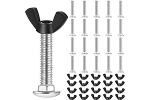 Therwen 20 Set M6 Pet Carrier Fasteners Set Dog Kennel Replacement Screws and Bolts Butterfly Nuts Dog Kennel Bolts Hardware Replacement Kit for Pet Carrier(Black)
