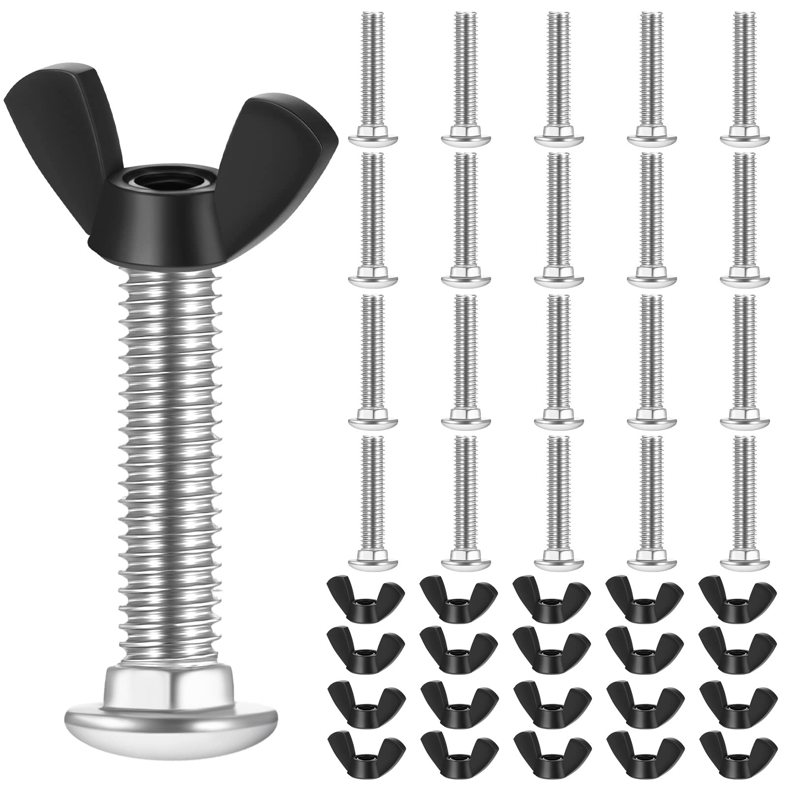 Photo 1 of Therwen 20 Set M6 Pet Carrier Fasteners Set Dog Kennel Replacement Screws and Bolts Butterfly Nuts Dog Kennel Bolts Hardware Replacement Kit for Pet Carrier(Black)