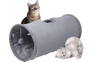 TiLanmiy Cat Tunnel, Durable Suede Collapsible Cat Play Tube Toys with Play Ball, Indoor Cat Tunnel for Cat, Puppy, Kitty, Kitten, Rabbit (Small)
