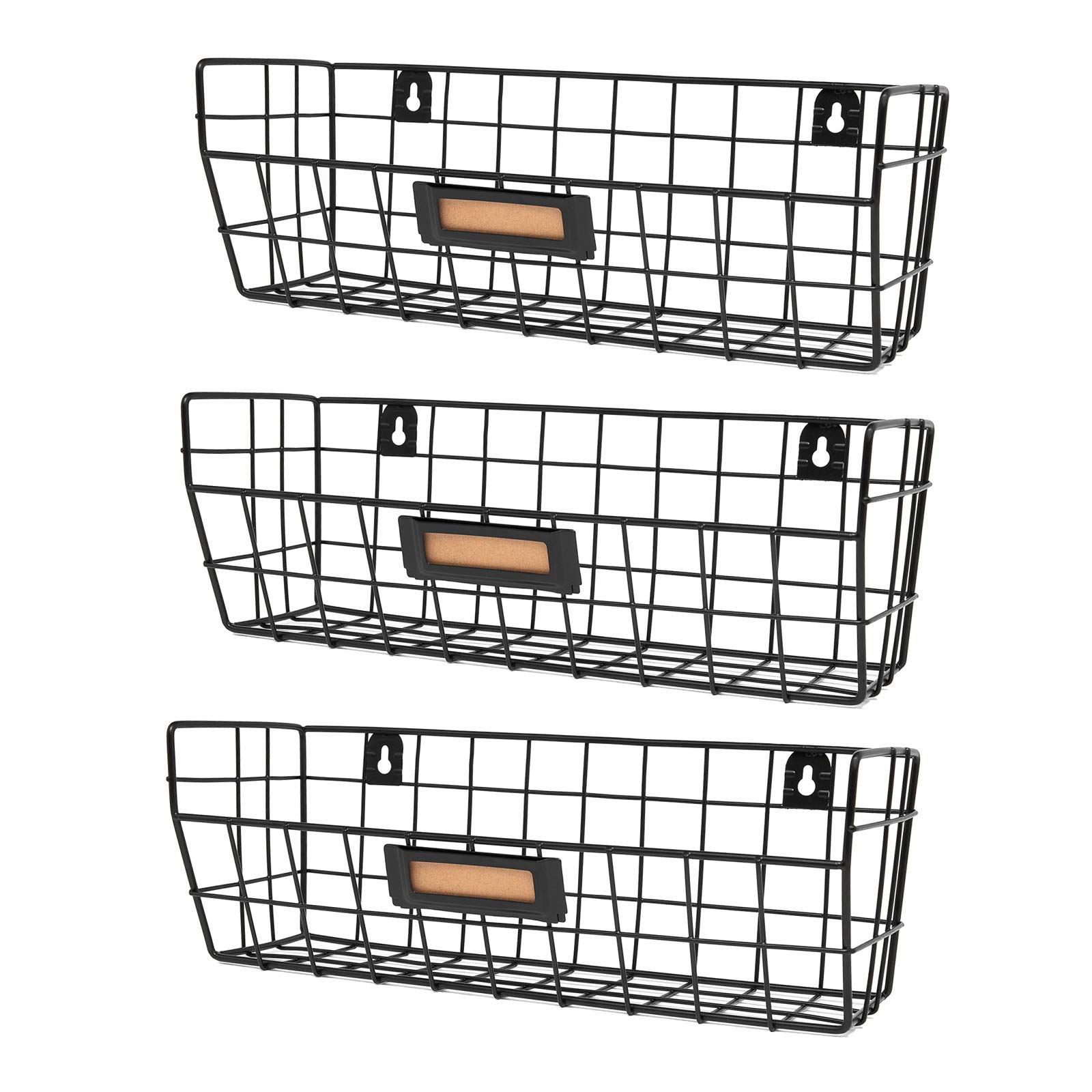 Photo 1 of Wall Mounted Wire Basket Kitchen Storage Pantry Organizer Fruit Basket Varying Sizes Set of 3 Black