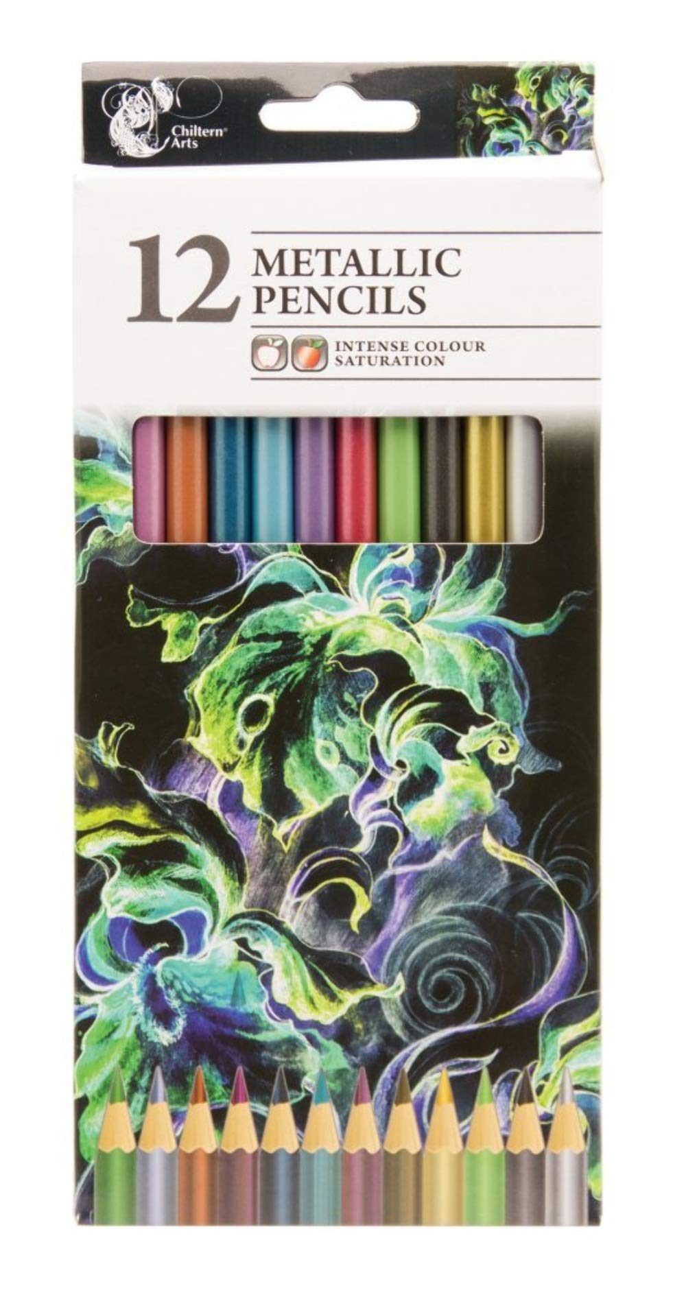 Chiltern Wove Pack Of 12 Intense Colour Metallic Artist Colouring Pencils Assorted Colours
