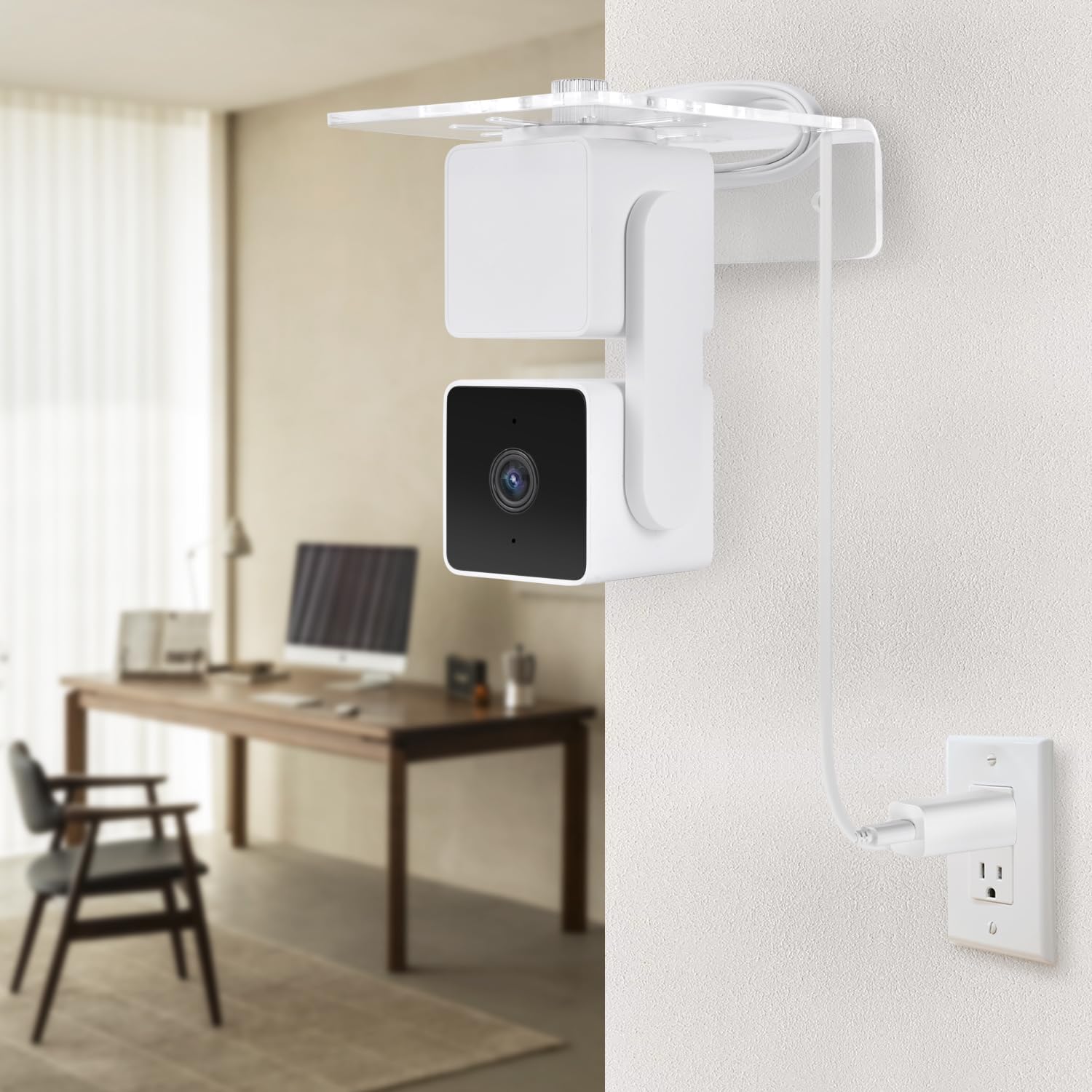 2Pack Transparent Wall Mount Compatible with Wyze Cam Pan V3, Wyze Cam Pan V2, No-Drill 360 Degree Swivel Acrylic Mounting Bracket for Wyze Cam Indoor/Outdoor Smart Home Security Camera