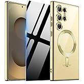 Deekeewe for Samsung Galaxy S25 Ultra 5G Case with Privacy Screen Protector,Clear Magnetic Phone Case with Camera Cover,Soft Shockproof Protective Cover for Galaxy S 25 Ultra,Gold