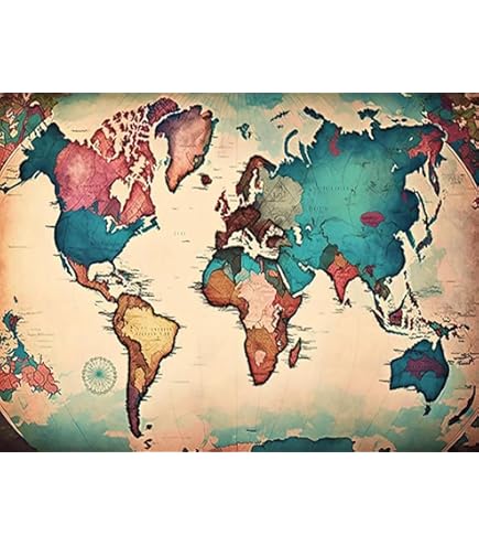 Broderie Diamant,Diy Diamond Painting Carte Du Monde Abstrait,5D Peinture Diamant Strass Complet