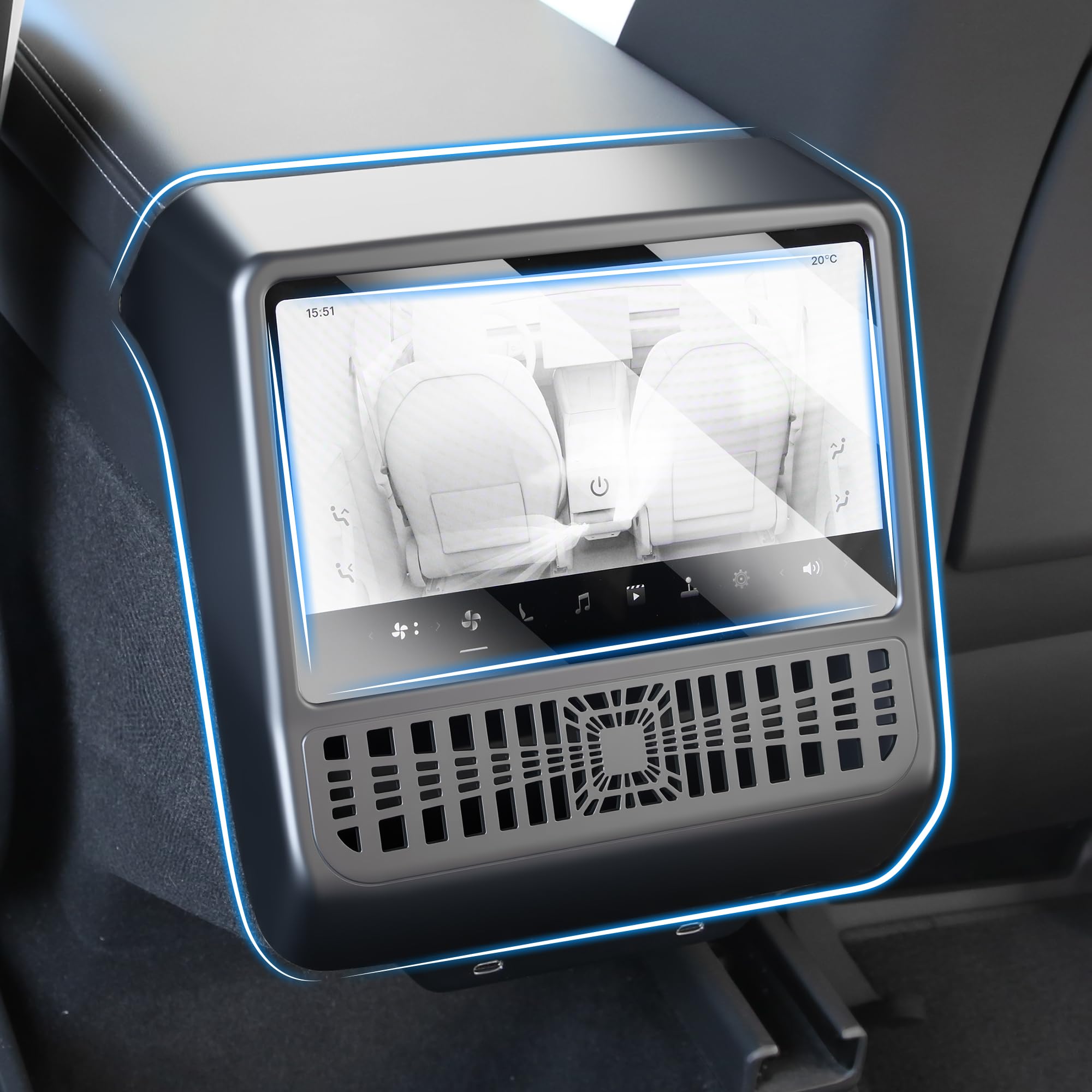 Photo 1 of 3 in 1 Rear seat air conditioning outlet for 2025 2026 Tesla Model Y Juniper Accessories 2024-26 model 3 Highland Air Condition Outlet Grille Protector Flow Vent Grille Protection Not fit Standard