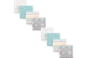 Luvable Friends Unisex Baby Cotton Flannel Receiving Blankets, Basic Elephant 8-Piece, One Size