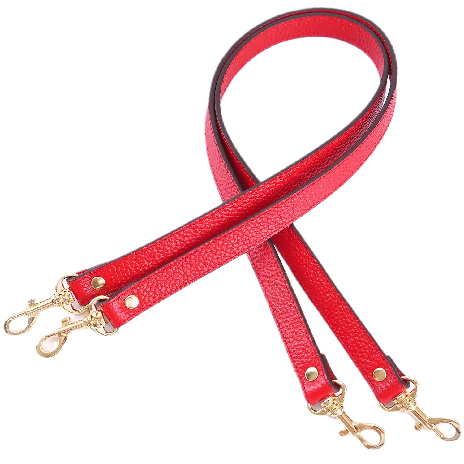 VanEnjoy Pair Full Grain Leather Replacement Strap For Handbags Purse Bags-26“Long,0.71"Wide, Red, 66.04 cm