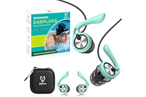 Ear Plugs for Swimming Surfing with Lanyard, Block Out Water Let Sound in, Reusable Comfy Custom-fit Swim Waterproof earplugs