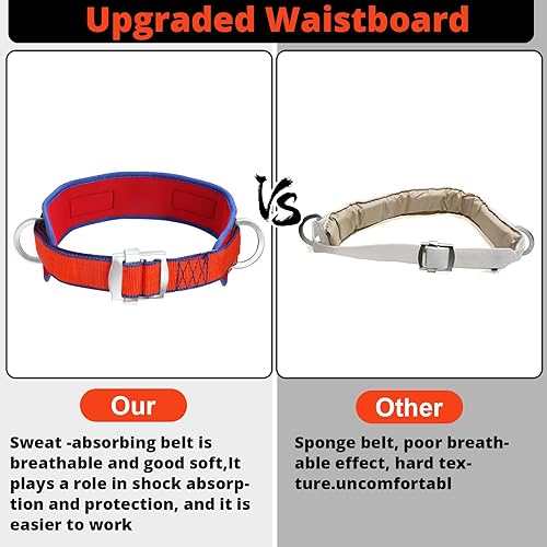 TRSMIMA Safety Harness & Lanyard For Hunting & Tree Work - Adjustable Climbing Belt With Gloves (CE Certified)