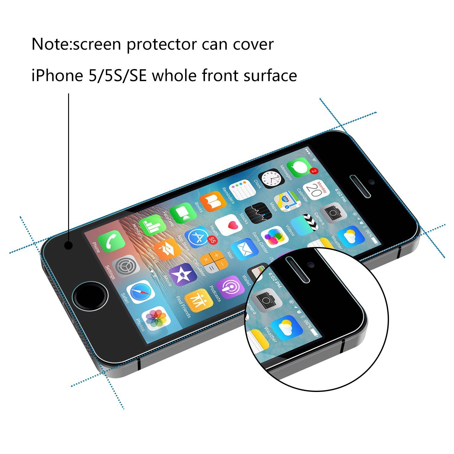Ultra Clear 9H iPhone 5C 5 5S SE Screen Protector SOWTECH HD 2 Packs Premium Tempered Glass Vandal Scratch Proof 0.33MM Slim Protective Film Case Classical Screen Cover Anti Bubble ETI - Clear