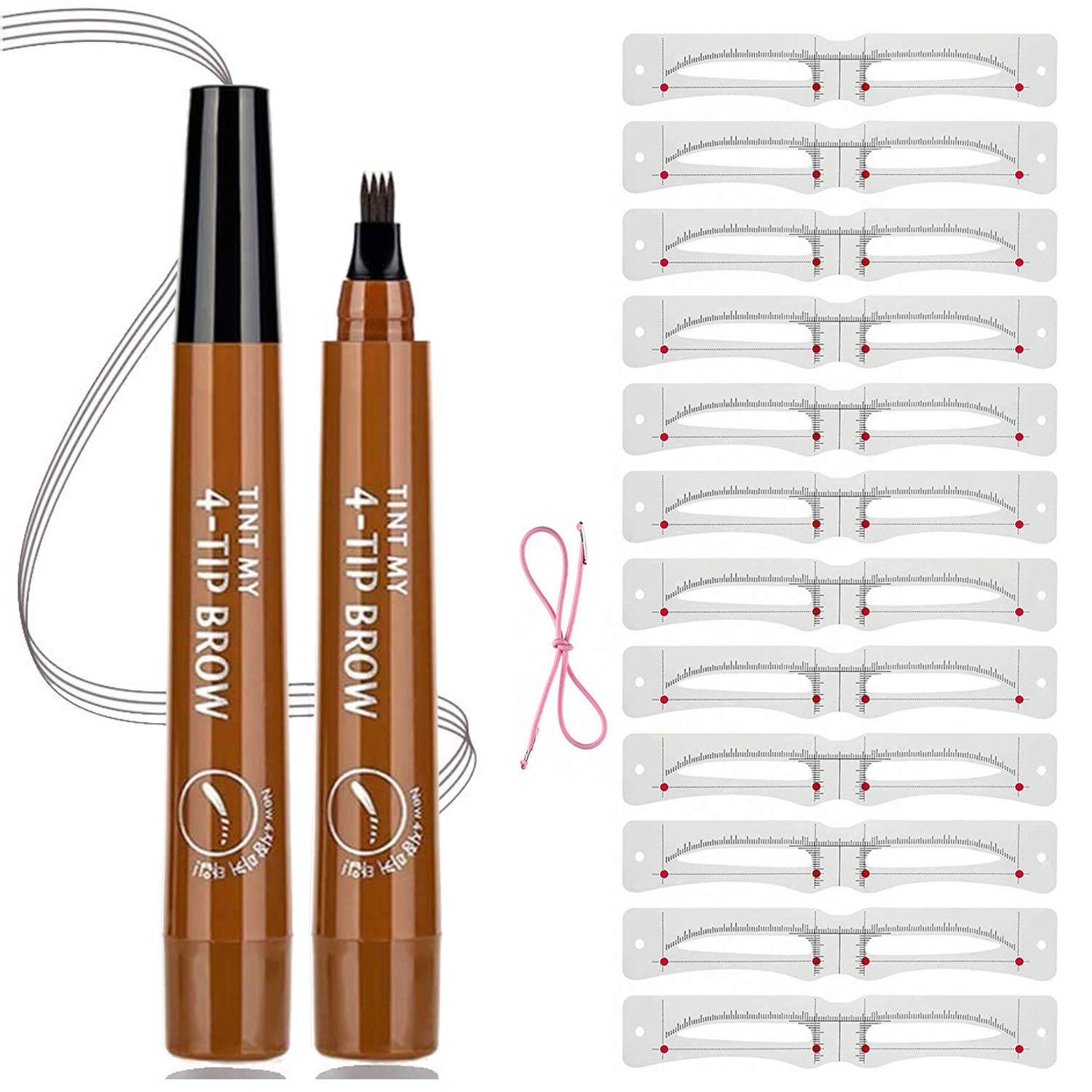Eyebrow Tattoo Pen,Tat Brow Microblading Eyebrow Pencil Waterproof Microblade Brow Pen Make Up with a Micro-Fork Tip Applicator and Stays on All Day 2 Pcs(Light brown)