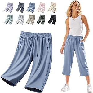 2026 NEW Comfys fit Capri Pants for Women,StretchActive - Women's Ultra Stretch Ice Silk Comfort Capri Pants