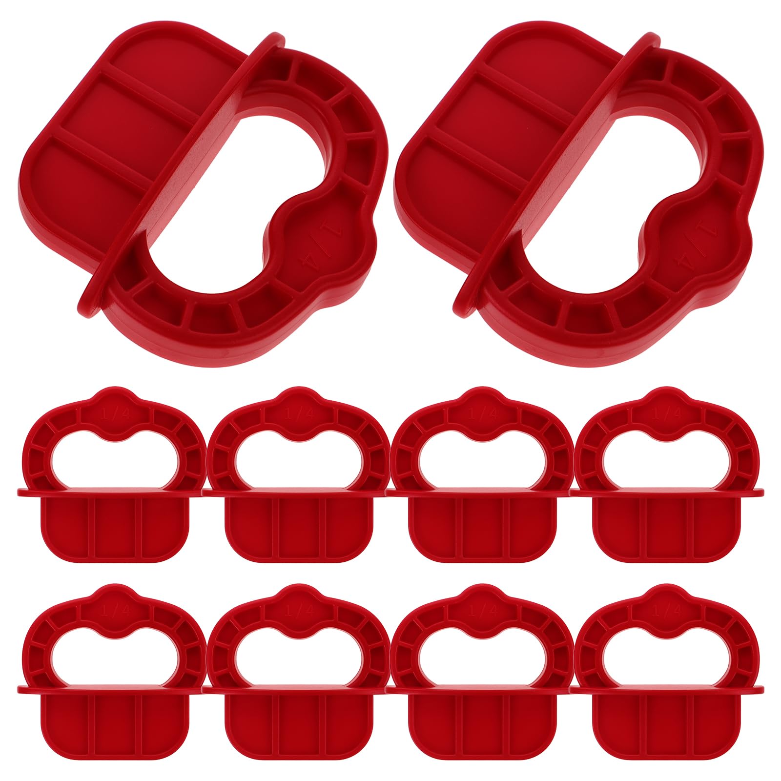 Angoily 12Pcs 1/4 Inch Decking Board Spacer Rings Red Mezzanine Spacer Tool for Wooden Deck Gap Alignment DIY Hardware