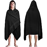 COTTON CRAFT Ultra Soft Hooded Towel – Oversized 35x70 Towel with Hood for Adults - 580 GSM 100% Cotton Ringspun Terry - Pool Beach Bath Sheet Wrap - Luxurious Plush Absorbent Bath Wrap – Black