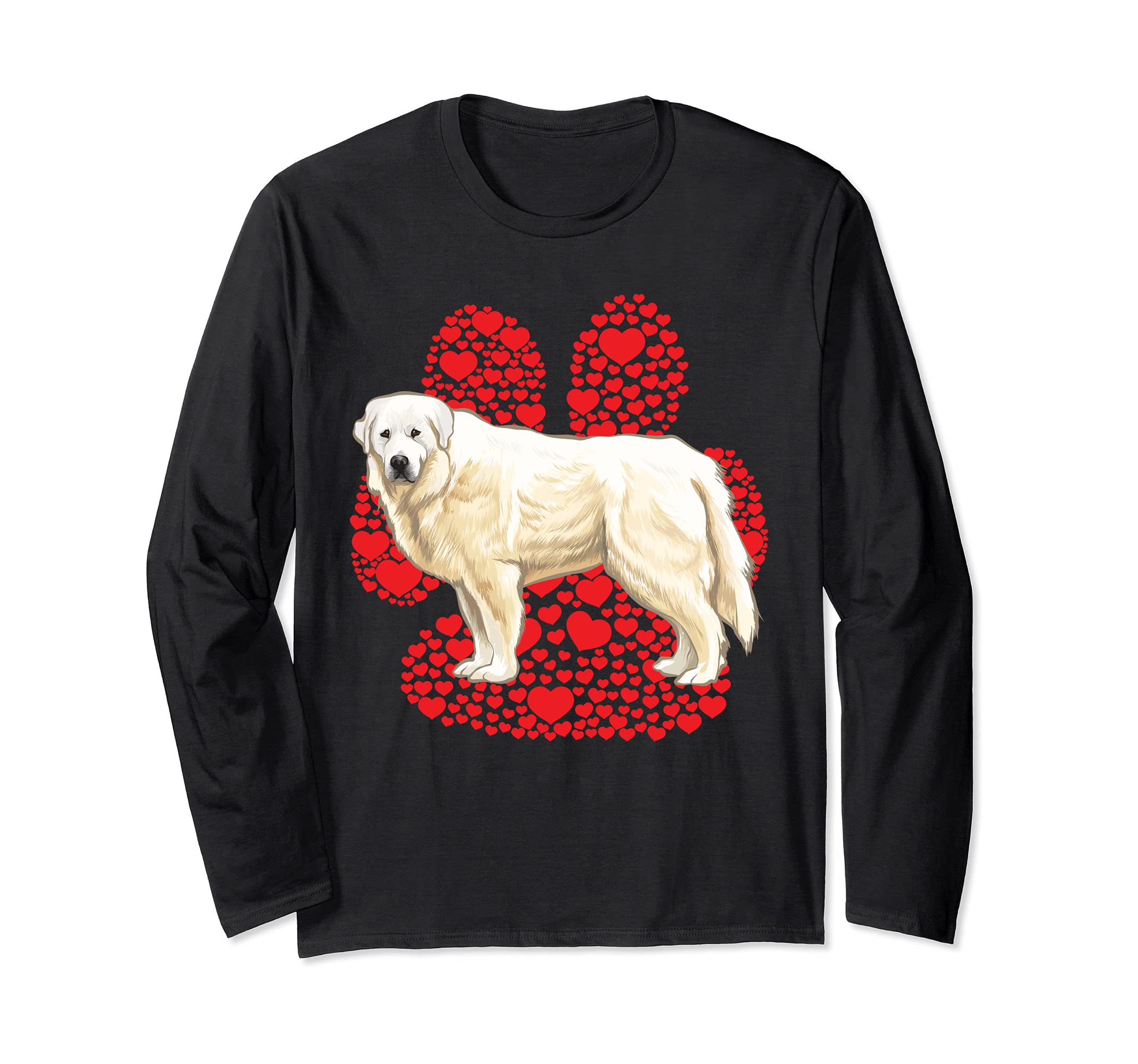 Great Pyrenee Valentines Day Dog Love Paw Long Sleeve T-Shirt