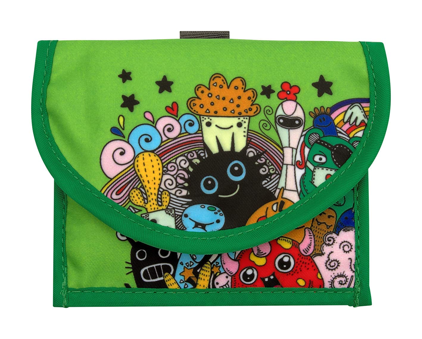 WEDO 2413104 Monster Neck Pouch with Coin Compartment and Ticket Pocket Green
