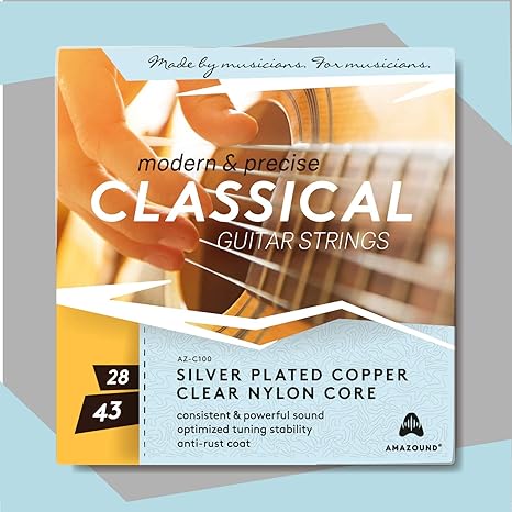 AMAZOUND Gitarrensaiten Konzertgitarre (28-43) Nylon-Saiten-Set, Klassik-Gitarre