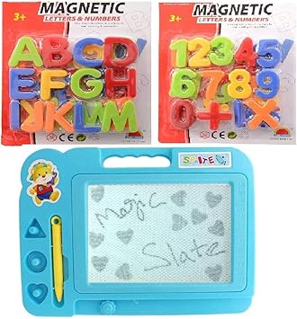 New Pinch Magnetic Learning Alphabets and Numbers with Drawing,Writing Magic Slate (Blue ) for Kids