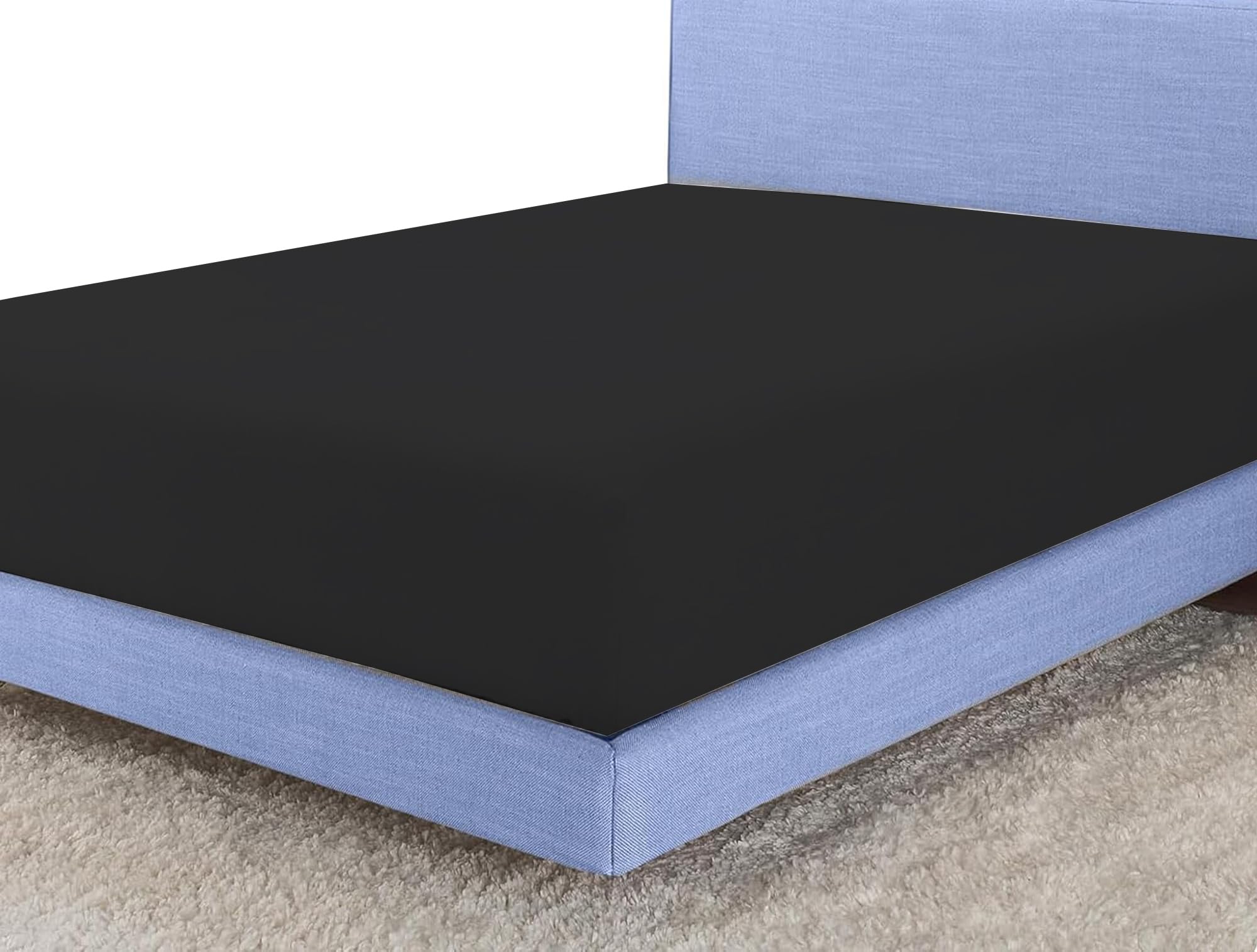 Sunshine Comforts Egyptian Cotton Fitted Sheets Breathable, Anti Wrinkle 30cm Deep Pocket 200 Thread Count Bed Sheets Double Bedding & Linen- Black Bedding Double 137 X 190 CM Double Fitted Sheet