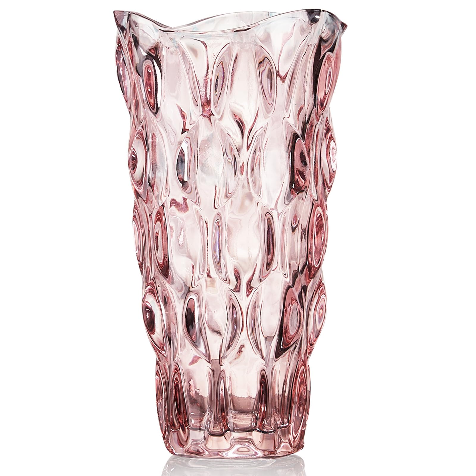 CEMABT Glass Vases for Flowers, Unbreakable 3.4 lb Morden Vases for Tables Centerpieces, Vintage and Clear Rose Large Vases Christmas Thanksgiving Gifts, Pink