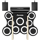 PAXCESS 9 Pads Electronic Drum Set, Electric Drum Set with Headphone Jack, Built in Speaker and Battery, Drum Stick, Foot Ped