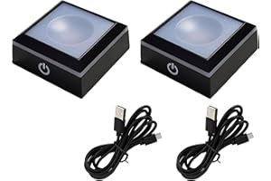 vskikris LED Crystal Display Base - 6-Color Touch Light for 3D Glass Art, Home Decor & Gift Display (2.68x2.68in ABS Platform) Set of 2