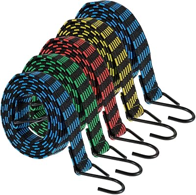Littleduckling Pack of 5 Bungee Cords 2m Heavy Duty with Hooks 6.6ft