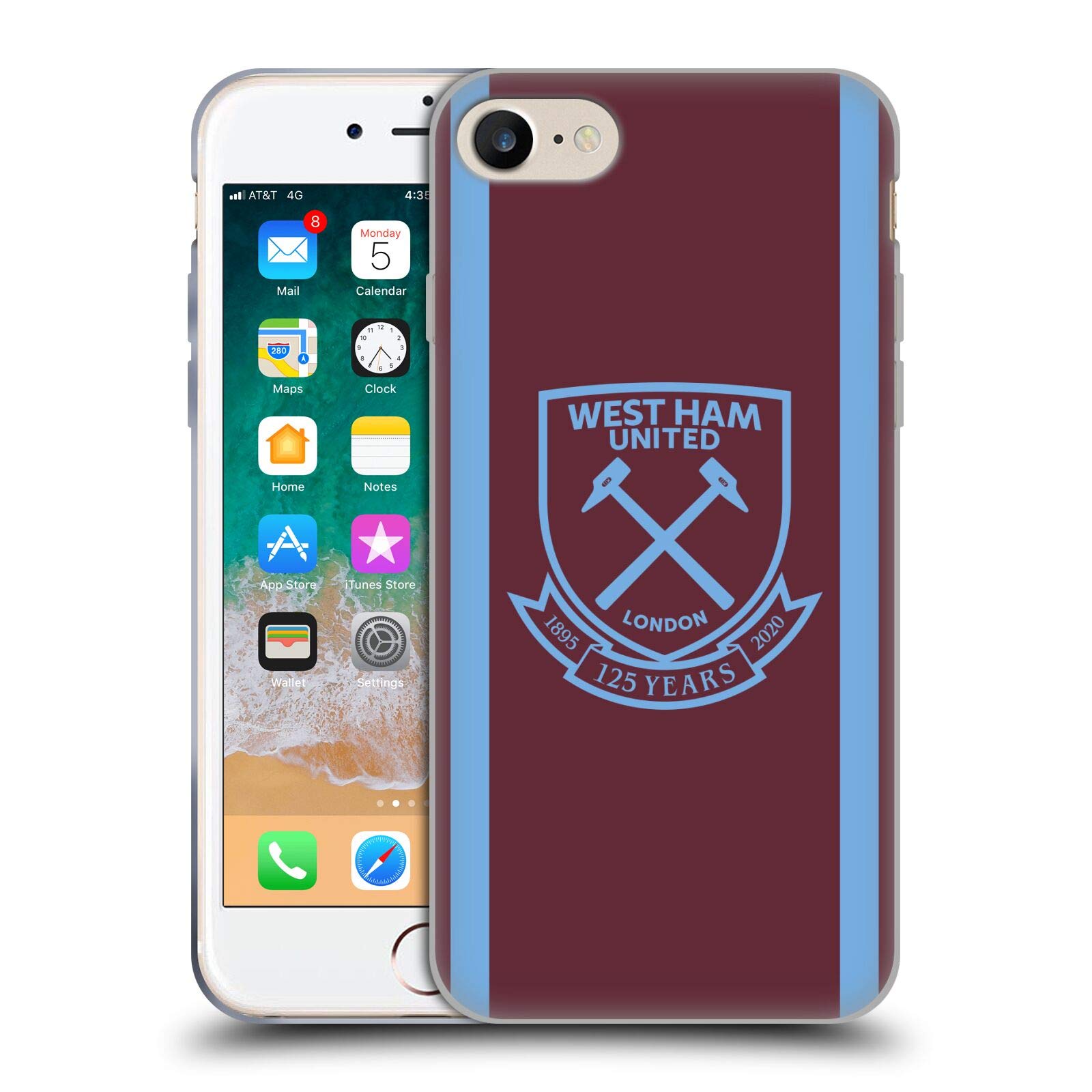 Head Case Designs Officially Licensed West Ham United FC Home 2020/21 Crest Kit Gel Case [Military Grade Protection] Compatible with Apple iPhone 7/8 / SE 2020 & 2022 and Compatible with MagSafe
