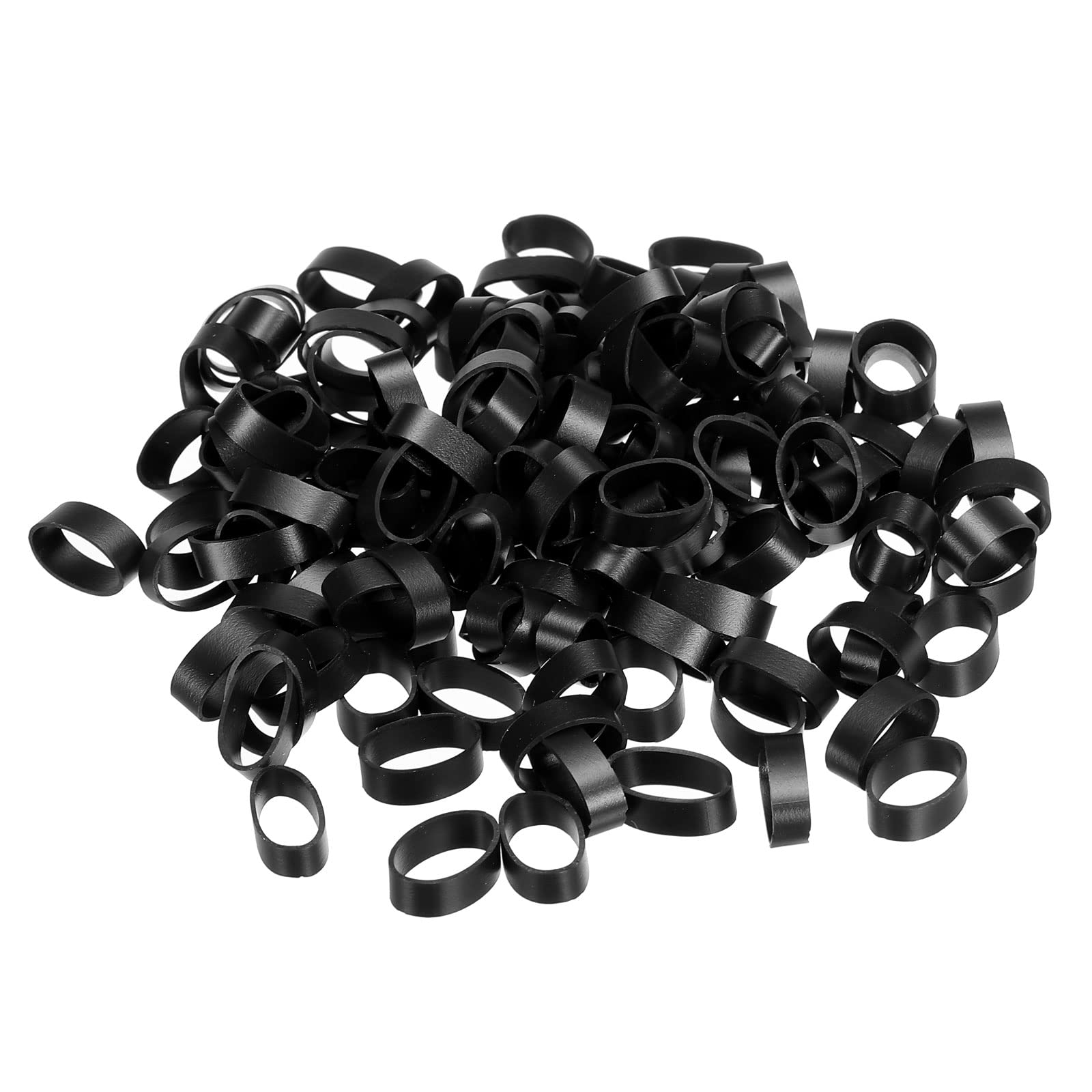 PATIKIL Silicone Rubber Bands Cable Ties 100pcs Non-Slip 5/8" Flat Black for Cord Wrapping, Bag Wraps, Art