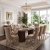 Rejeke 79" Dining Table Set for 8,Large Rectangular Dining Table Set for 8 with Cushioned Chairs,Modern Mid-Century Wood Dining Room Table Set for 8,Ideal for Dining &amp; Gatherings (Walnut)
