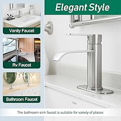 VOTON Brushed Nickel Bathroom Faucets, Single