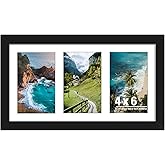 DUENPY 8x14 Collage Picture Frame, 4x6 Collage Picture Frame Displays Three 4x6 inch Photos, or 8x14 (Without Mat) for Available Horizontal Wall Mounting Display and Vertical, Black.