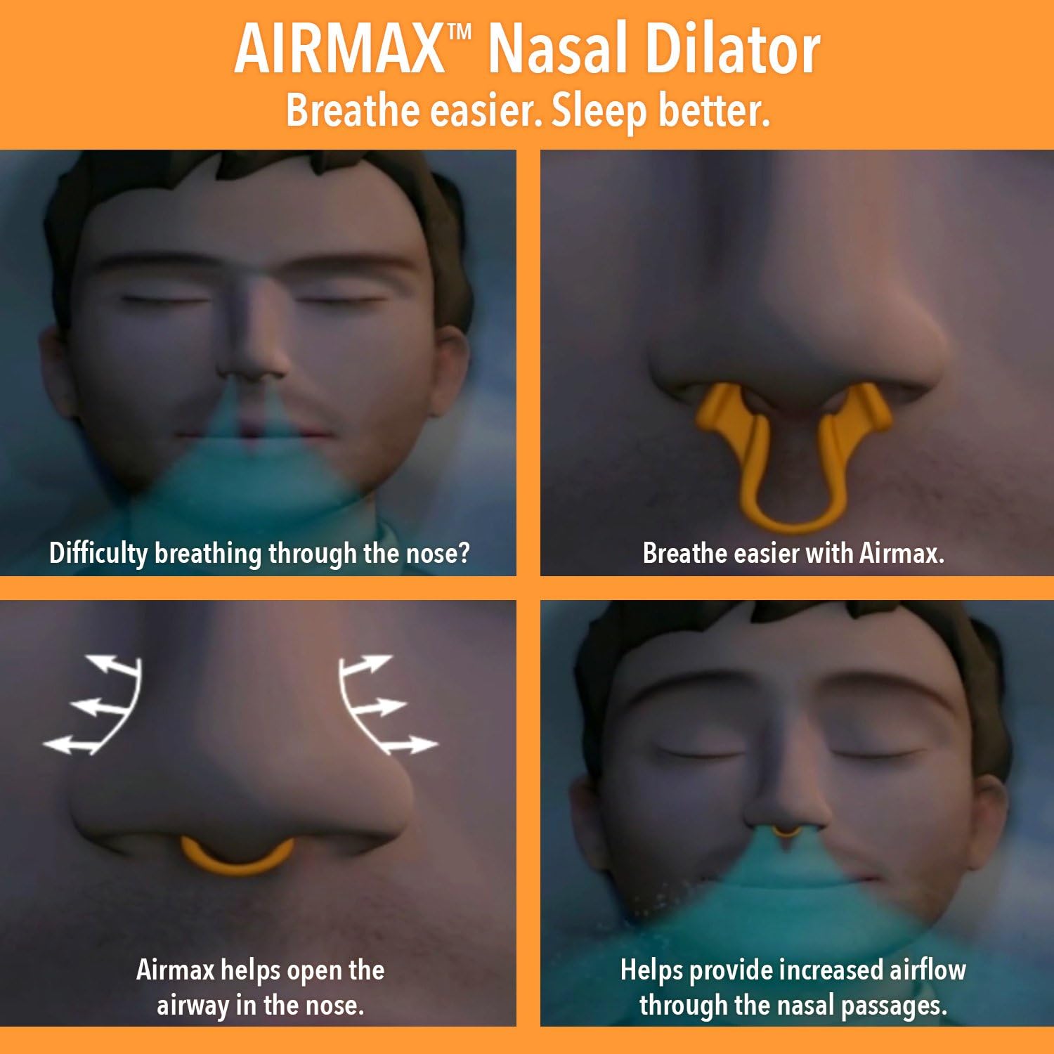 AIRMAX Nasal Dilator for Better Sleep - Natural, Comfortable, Anti Snoring Device, Snoring Solution for Maximum Airflow & Easier Breathing (Medium - Clear): Health & Personal Care