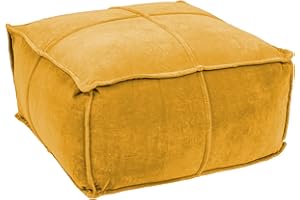 Creative Co-Op Goldenrod Square Cotton Velvet Pouf