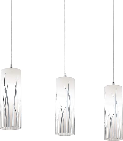 eglo lampara colgante rivato 3 focos elegante lampara colgante de acero y cristal con decoracion en cromo blanco lampara de comedor lampara