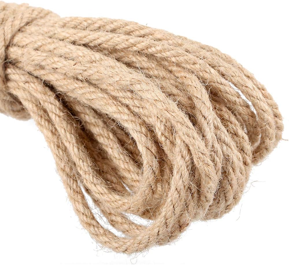 jijAcraft Rope 6MM,Thick Jute Rope Strong Hemp Rope 20M Natural Twine